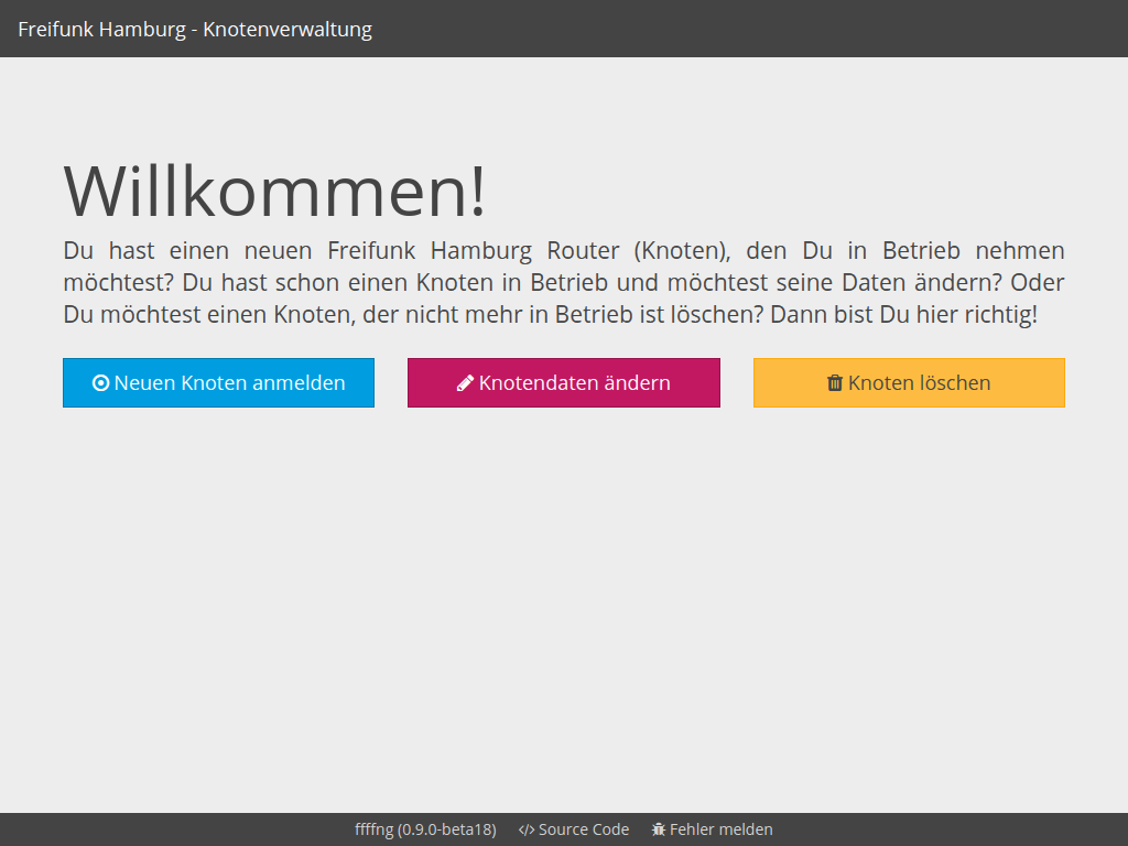 Startseite der Knotenverwaltung